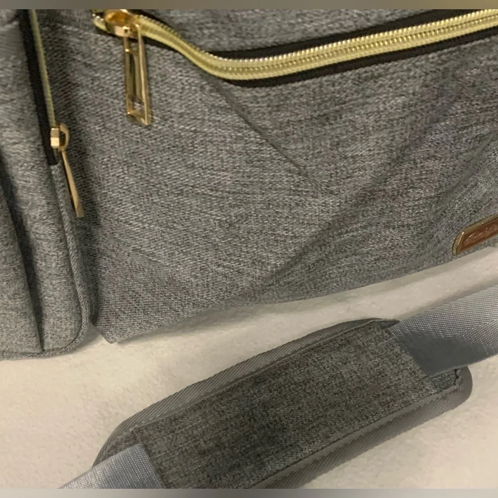 Rabjen Gray Diaper Tote Bag Large Multifunction Travel Baby Bag NWOT